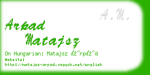arpad matajsz business card